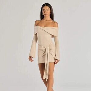 Windsor Off-Shoulder Cream Mini Dress